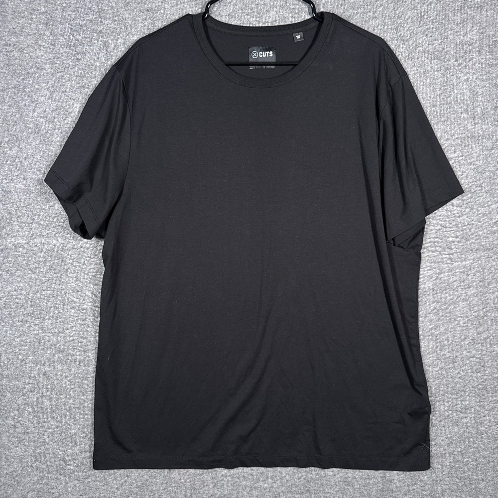 Cuts Pyca Pro Shirt Mens XXL Black Short Sleeve Crew Neck Stretch Minimalist Tee